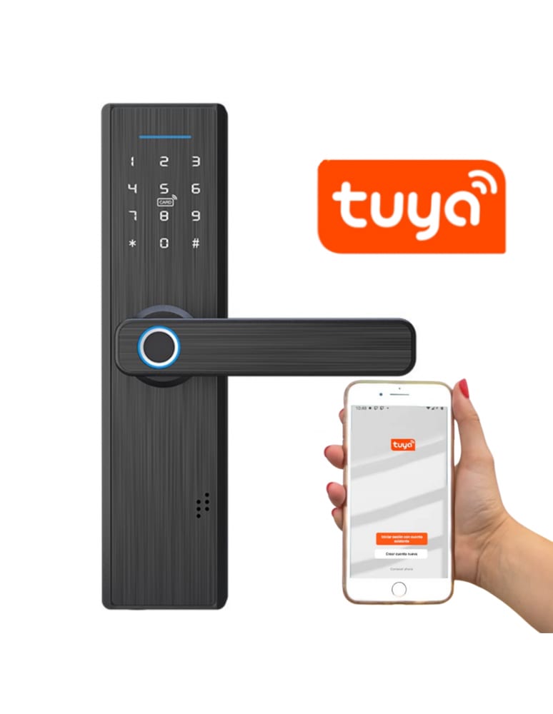 Cerradura Electronica Huella Código App Tuya Multiples Cerrojos Aluminio Izquierda