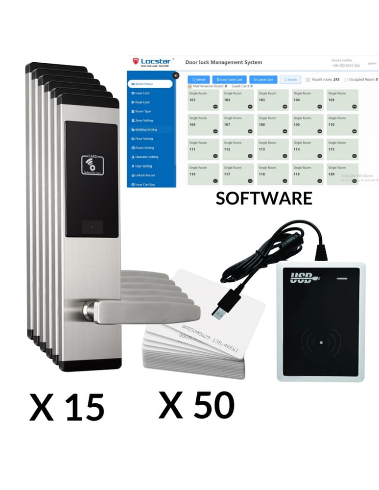 Kit Proximidad Hotel 15 Puertas Encoder Software Sin Abono