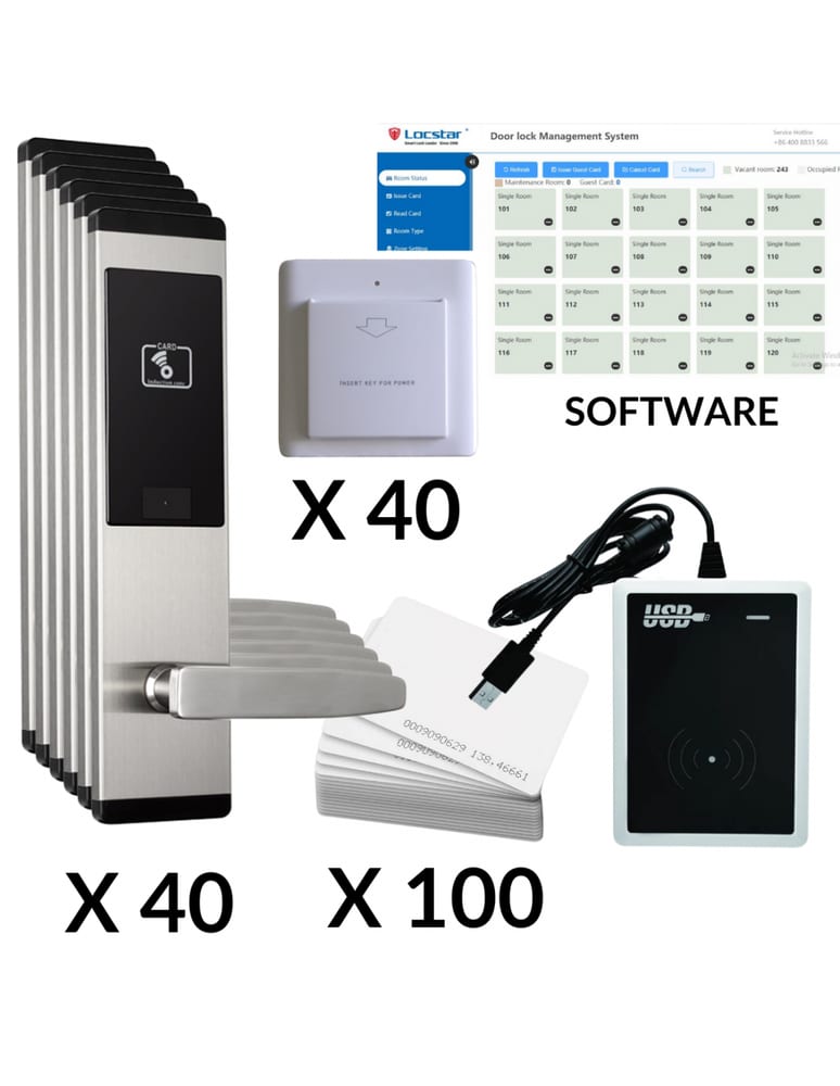Kit Proximidad Hotel 40 Puertas Ahorradores Encoder Software Sin Abono