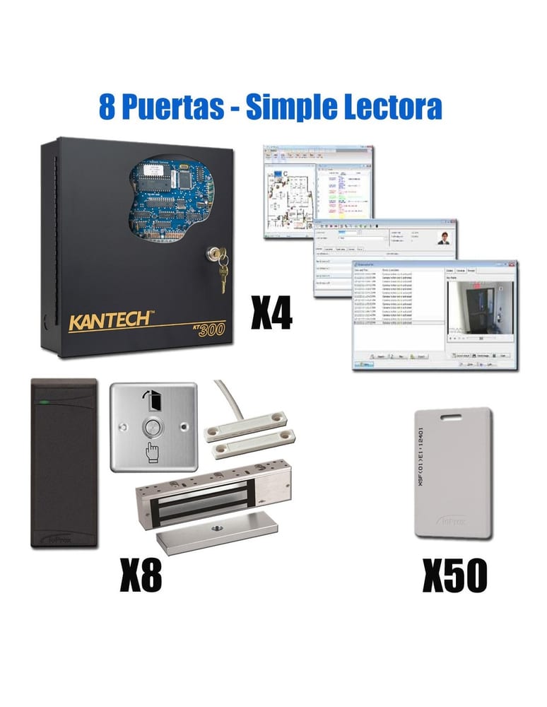 Kit Control Kantech Kt315 Para 8 Puertas Simples
