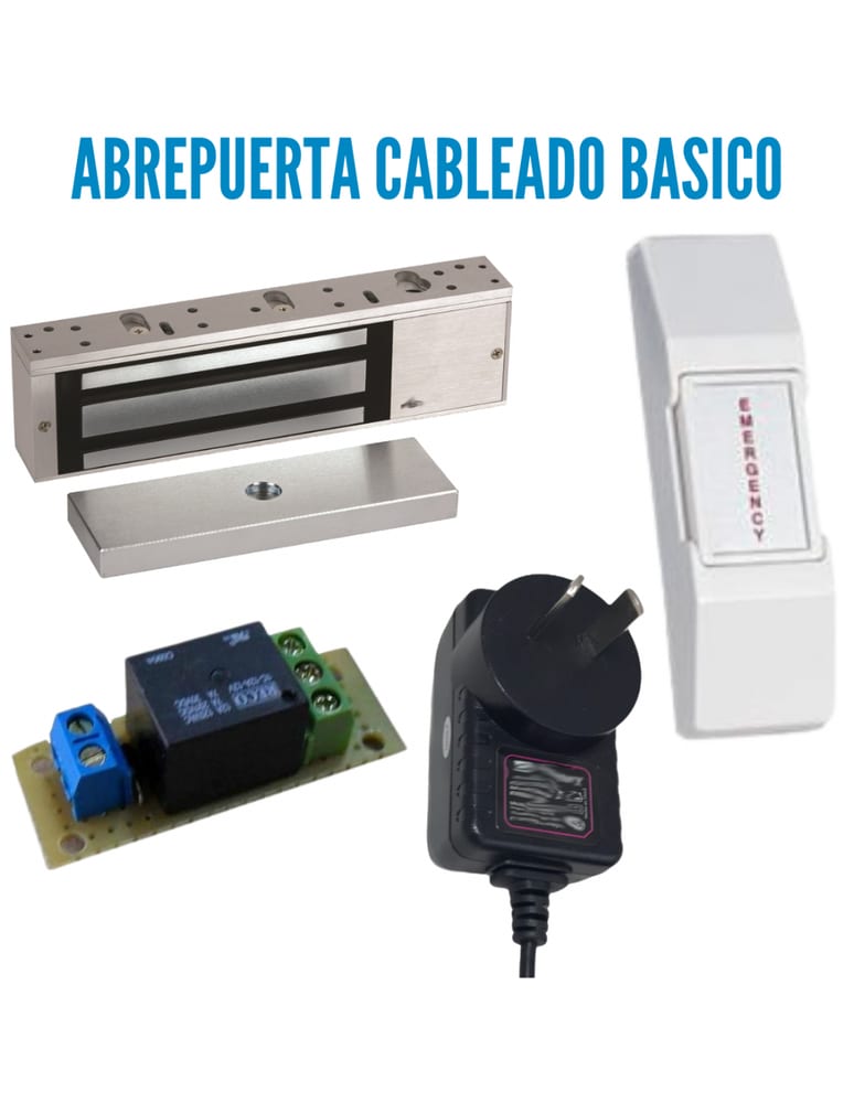 Kit Abrepuertas Cerradura Magnetica Pulsador Fuente Y Rele