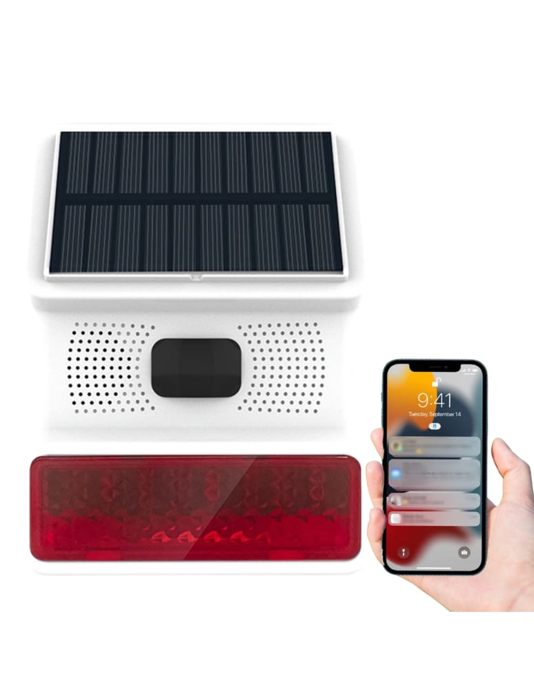 Sirena Wifi Exterior  Inalambrico Con Sensor De Movimiento Y Panel Solar Nixzen