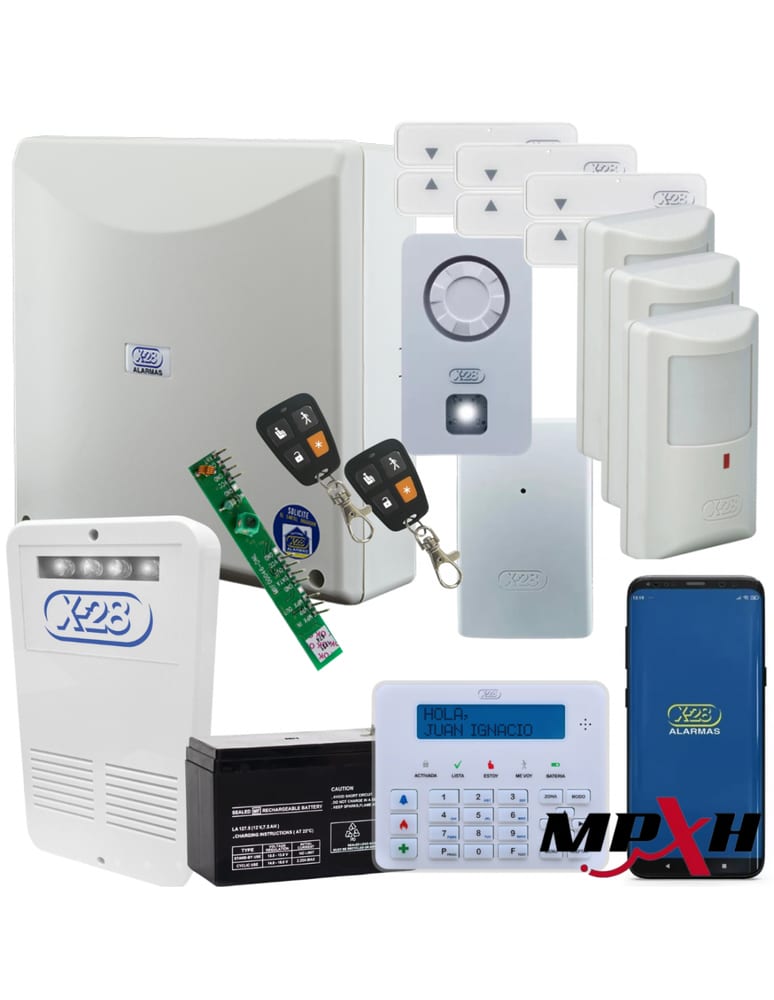 Hogar Comercio X28 N8 Teclado Lcd Wifi App Celular Caja Bateria 3 Pir 3 Magnetico 2 Remotos Sirena Int Y Ext Mpxh