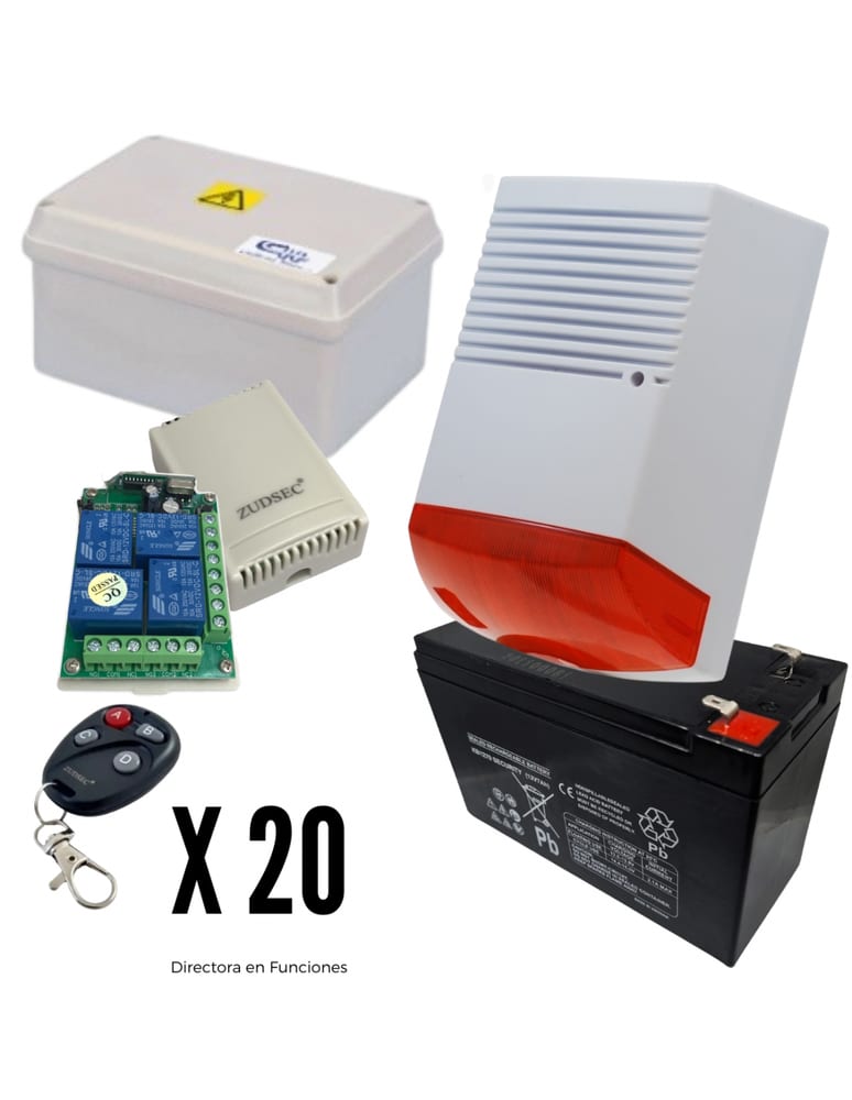 Vecinal 20 Controles 1 Sirena Exterior Bateria Cargador Caja Fuente