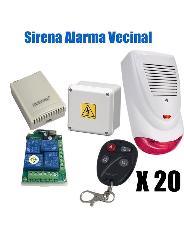 Vecinal 20 Controles 1 Sirena Exterior Caja Fuente