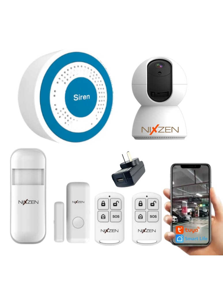 Inalambrica Wifi App Tuya Pir Magneticos Control Remoto Sirena Camara Wifi 2mpx Motorizada