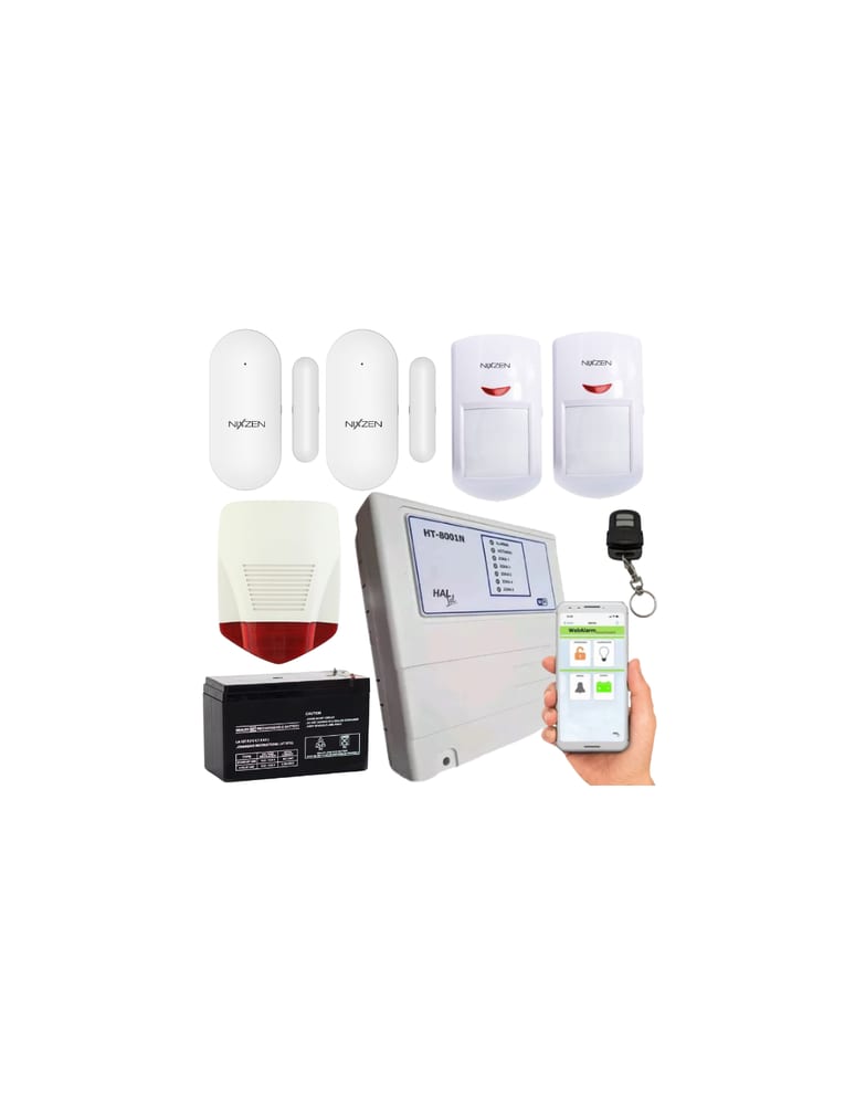 Wifi Webalarm New Haltel Con Gabinete, 2 Pir Pet, 2 Magnetico Inalambrico, Remoto, Sirena Exterior Y Bateria