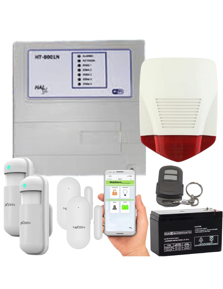 Wifi Webalarm New Haltel Con Gabinete, 2 Pir Pet, 2 Magnetico Inalambrico, Remoto, Sirena Exterior Y Bateria