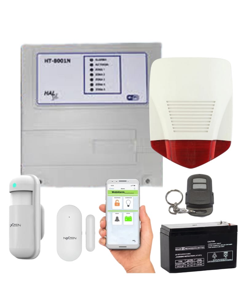Wifi Webalarm New Haltel Con Gabinete, Pir Pet, Magnetico Inalambrico, Remoto, Sirena Exterior Y Bateria