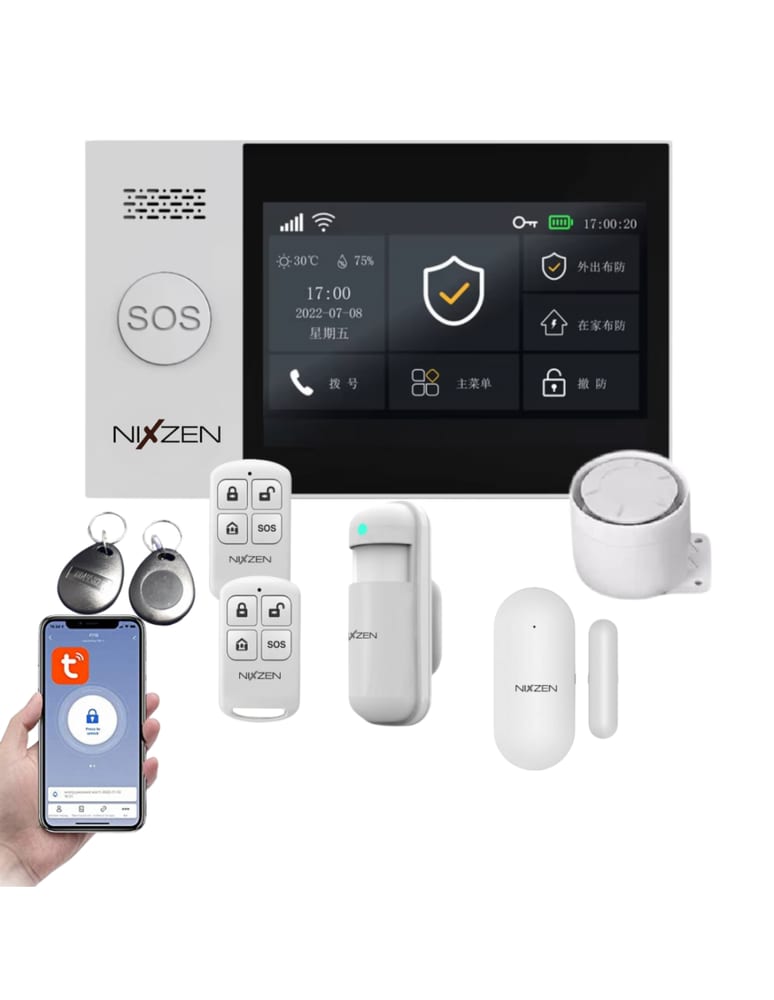 Alarma Inalambrica 4g Wifi Lcd 4.3" Touch App Celular Tuya Smart Pir Magnetico Ctrol Remoto, Bateria Sirena Incluidos 4 Zonas