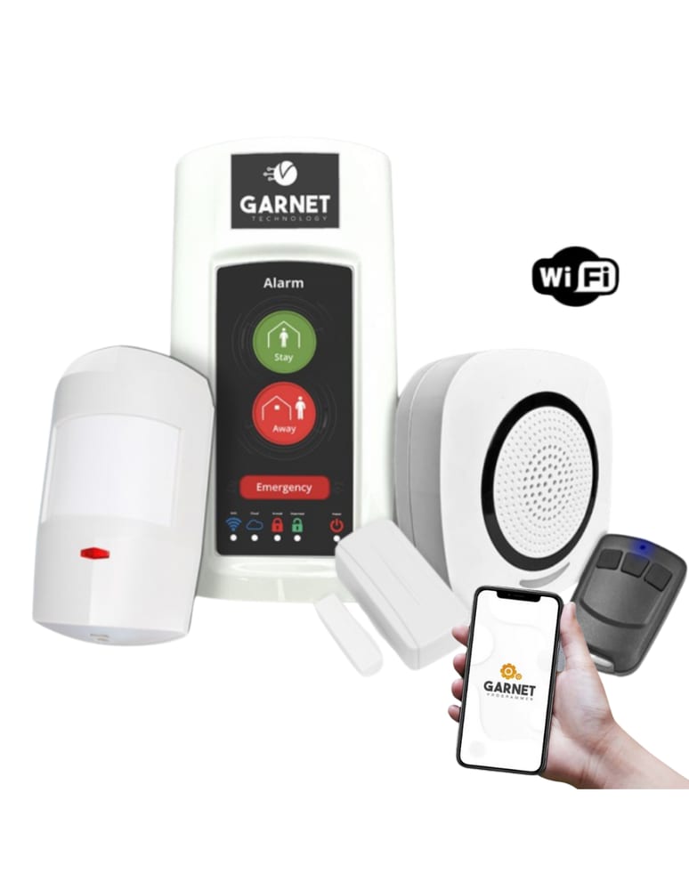 Kit Alarma Garnet Innova Hub Wifi Con Sirena, Control Remoto, Magnetico Y Pir Pet Inalambrico