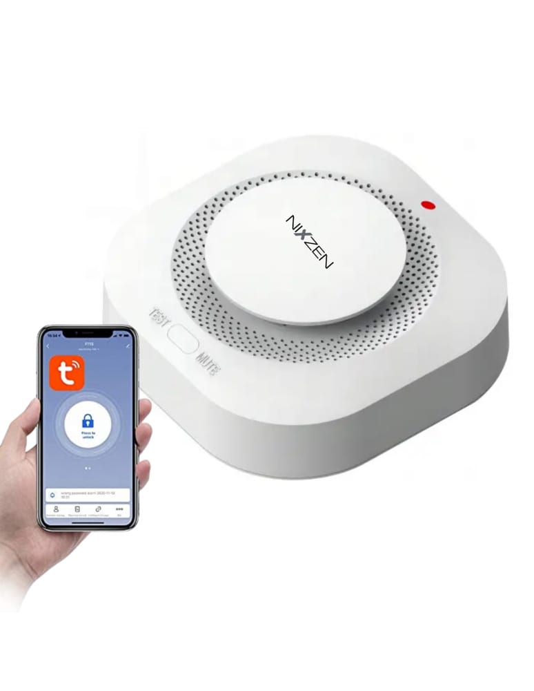 Sensor Detector De Humo Buzzer 80db Wifi Tuya Smart Supervison De Bateria 9v Google Home Alexa Nixzen