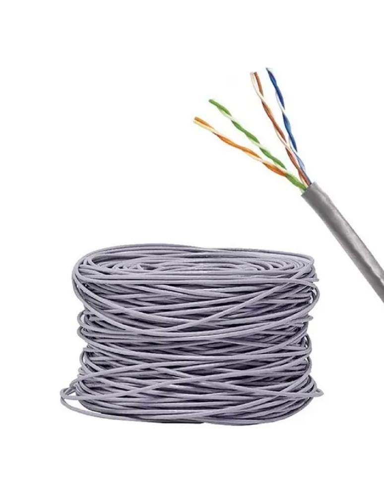 Cable Utp Categoría 5e 100% Cobre Interior Vaina Gris X 100m