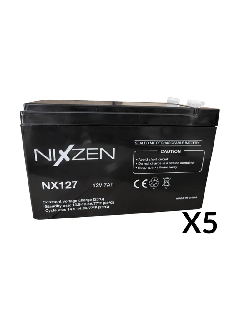 Bateria 12v 7ah Gel Nixzen 20hs Electrolito Absorbido 5 Años Pack De 5