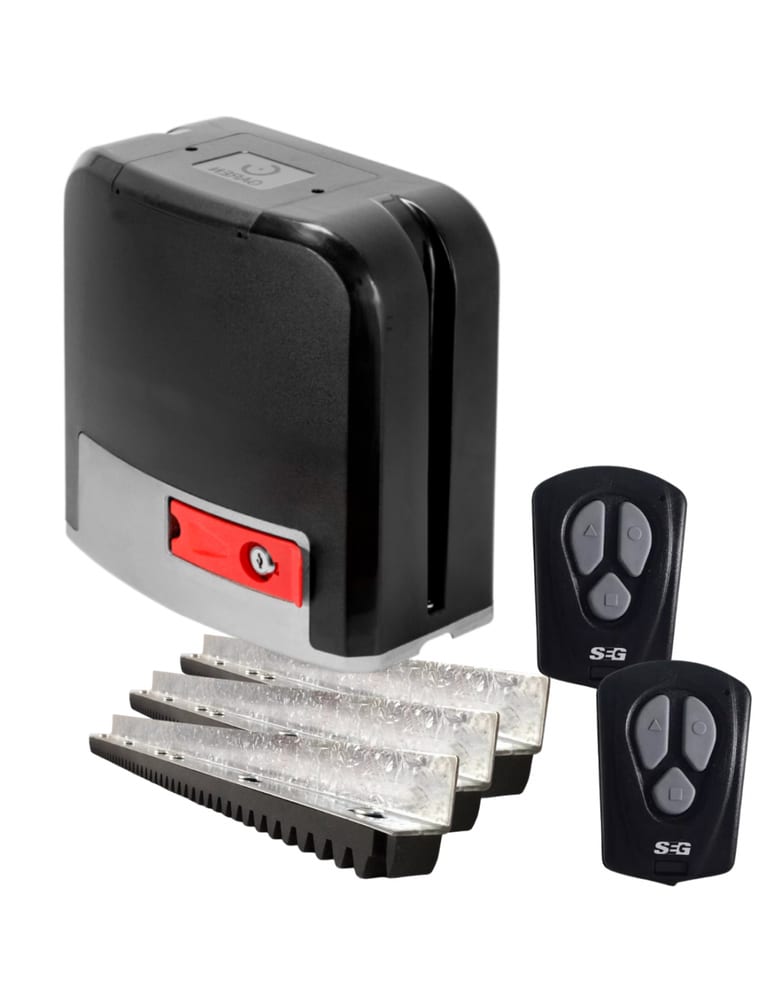Kit Motor De Porton Corredizo 500kg + Baterias De Backup. Incluye 3m Cremallera 2 Controles