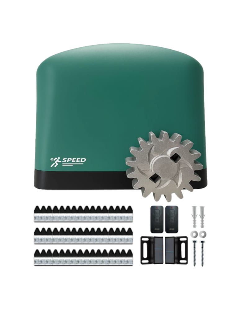 Kit Motor De Porton Corredizo Hasta 400kg Incluye 3m Cremallera 2 Controles