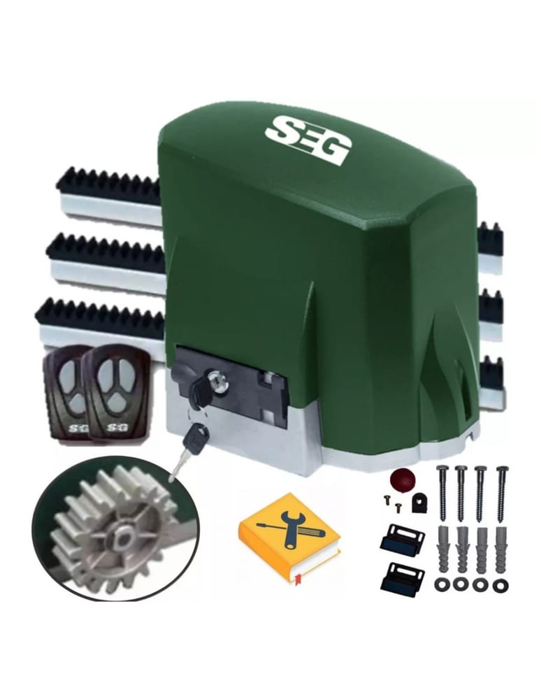 Kit Motor De Porton Corredizo Hasta 600kg Incluye 3m Cremallera 2 Controles