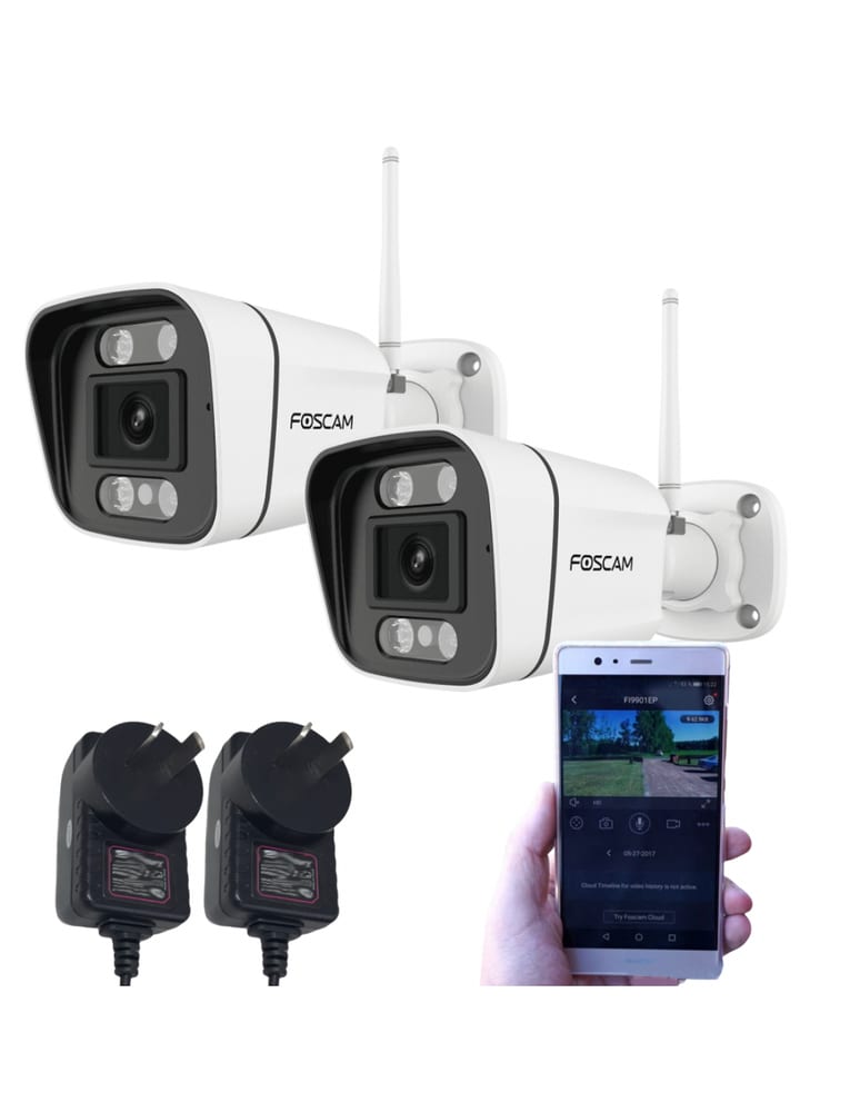 Kit De 2 Camaras 5mpx Wifi Exterior Doble Banda Audio Vigilancia Activa Detección Humana Y Vehículos