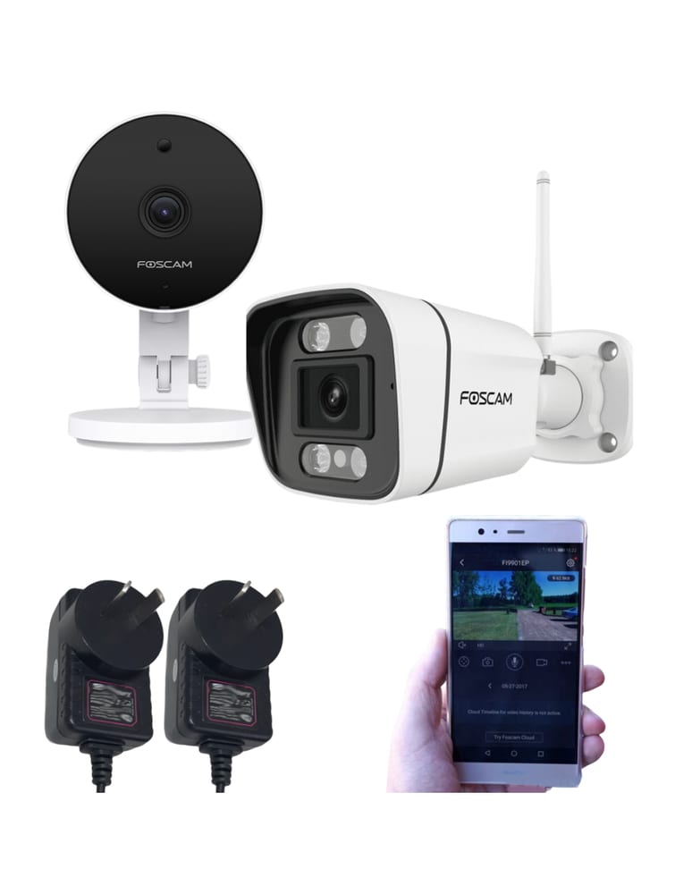 Kit De 2 Camaras Interior Exterior Con Inteligencia 5mpx Wifi Audio Doble Vigilancia Activa