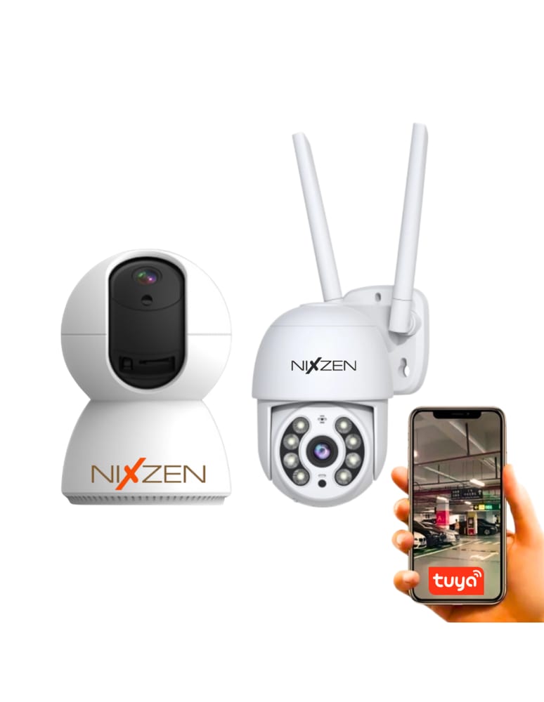 Kit De 2 Camaras Ip Wifi Pt Motorizado 3mpx Autotracking P2p Exterior E Interior 2 Mpx Pt Slot Sd Audio App Tuya