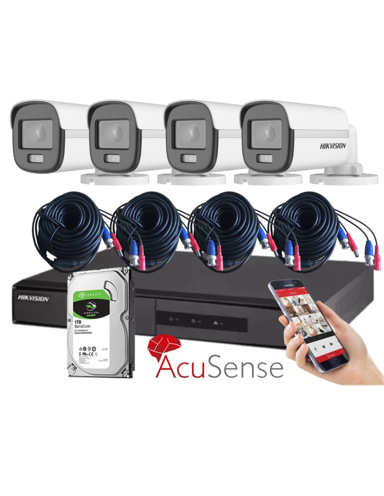 Kit De 4 Camaras 2mpx Dvr 4 Ch Acusense Infrarrojas Exterior 1tb Cables Fuentes