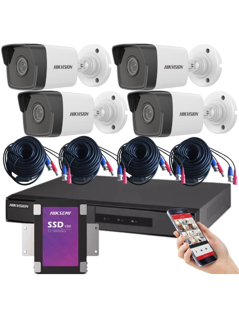 Kit De 4 Camaras 2mpx Dvr 8 Ch Acusense Infrarrojas Exterior 240gb Cables Fuentes