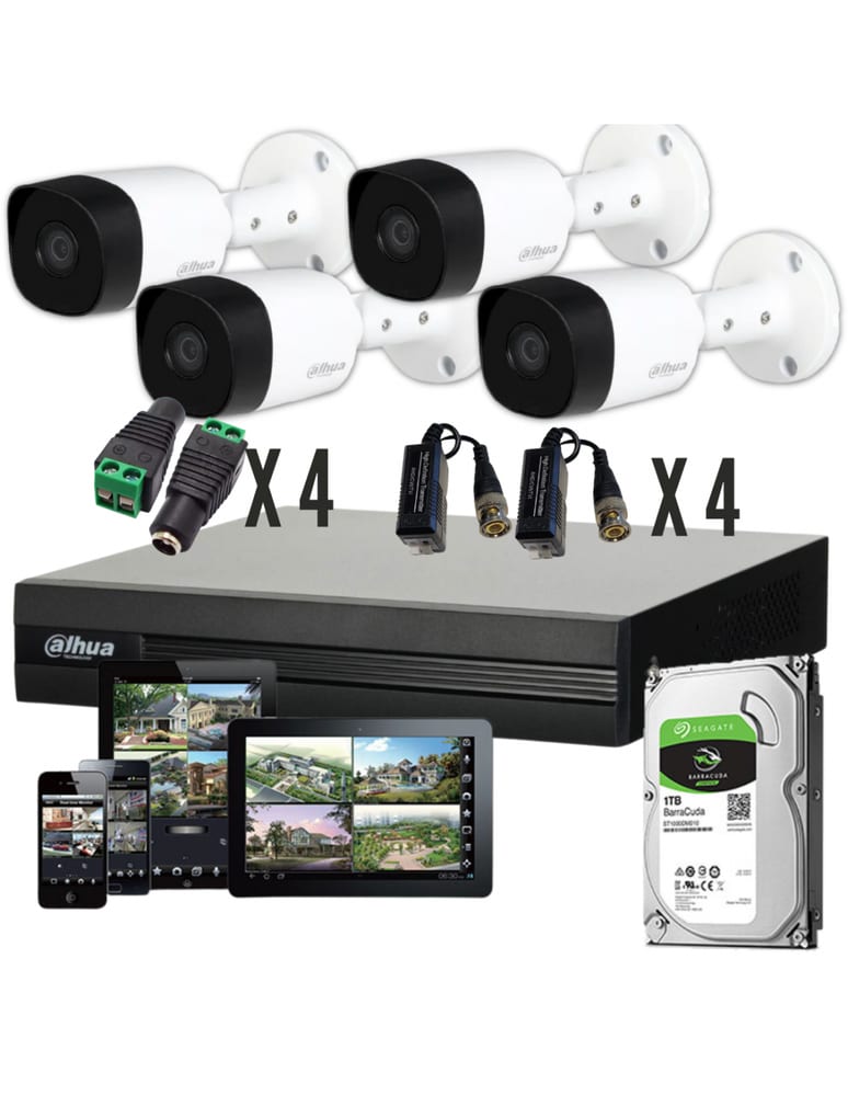 Kit De 4 Camaras 2mpx Dvr 8ch Wizsense Inteligente Plug Baluns Fuentes Disco 1tb