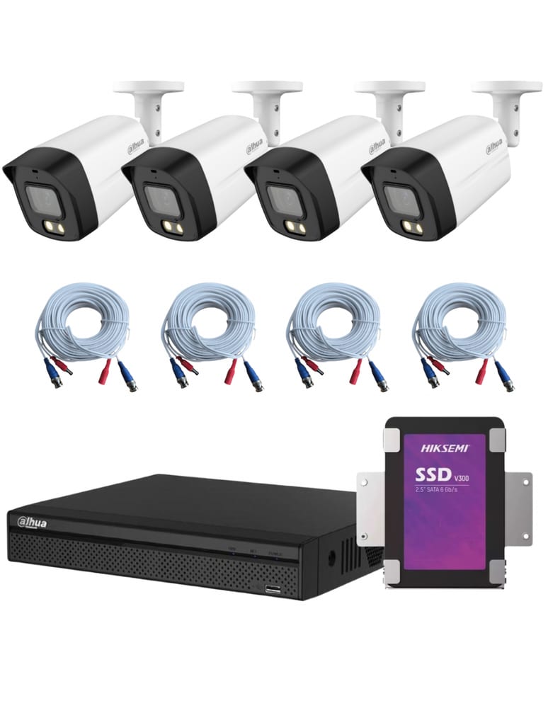 Kit De 4 Camaras 2mpx Full Color Dvr 4ch Dahuassd 480gb