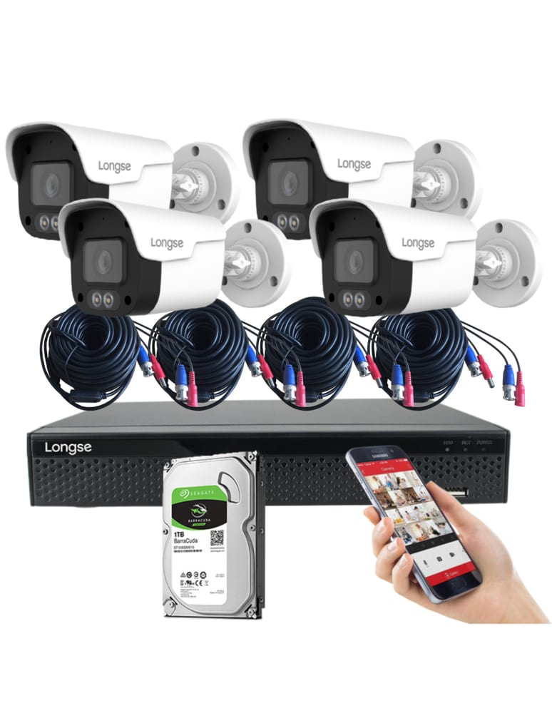 Kit De 4 Camaras 5mpx Exterior Full Color Dvr 4 Ch Det Humana 1tb Fuentes Cables