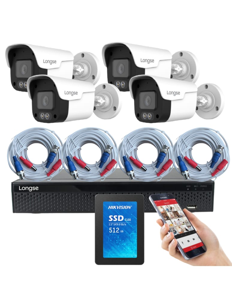 Kit De 4 Camaras 5mpx Exterior Full Color Dvr 4 Ch Det Humana Disco 500gb Fuentes Cable