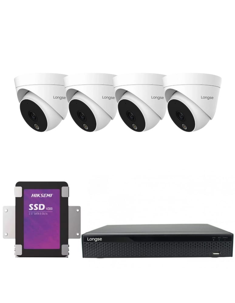 Kit De 4 Camaras 5mpx Full Color Grabador 4 Canales 5mpx Det Humana Cables Fuentes Disco 500gb