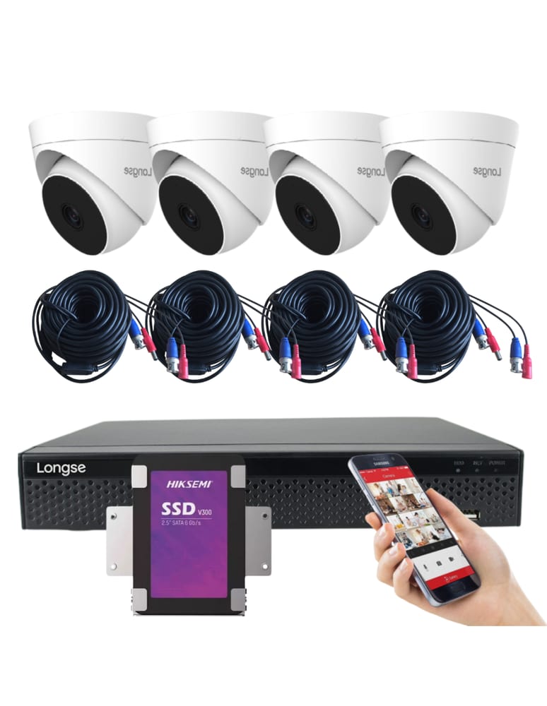 Kit De 4 Camaras 5mpx Full Color Grabador 4 Canales 5mpx Det Humana Cables Fuentes Disco 500gb