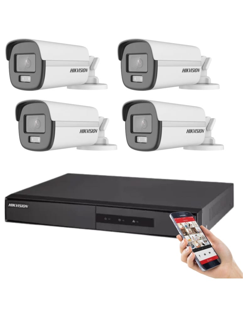 Kit De 4 Camaras Colorvu 2mpx Dvr 4 Ch Acusense Exterior