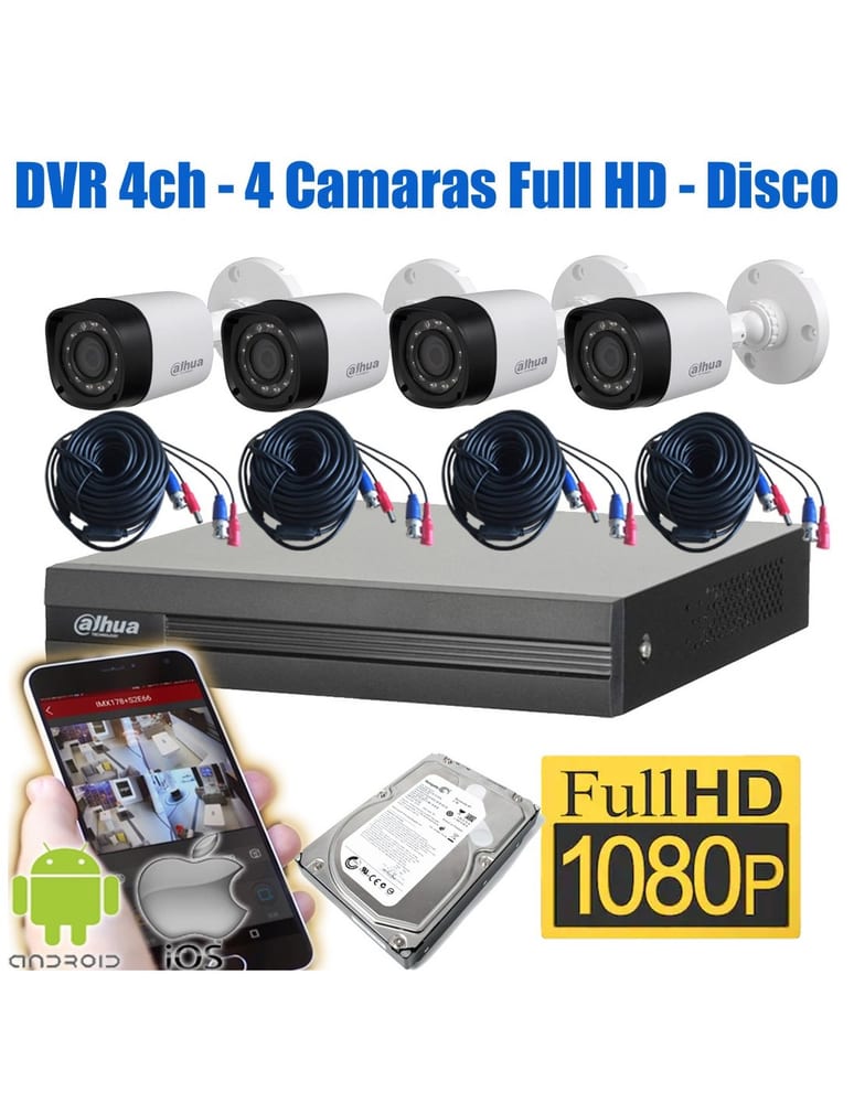 Kit De 4 Camaras De Seguridad 2mpx Exterior Infrarrojas Disco 1tb Wizsense