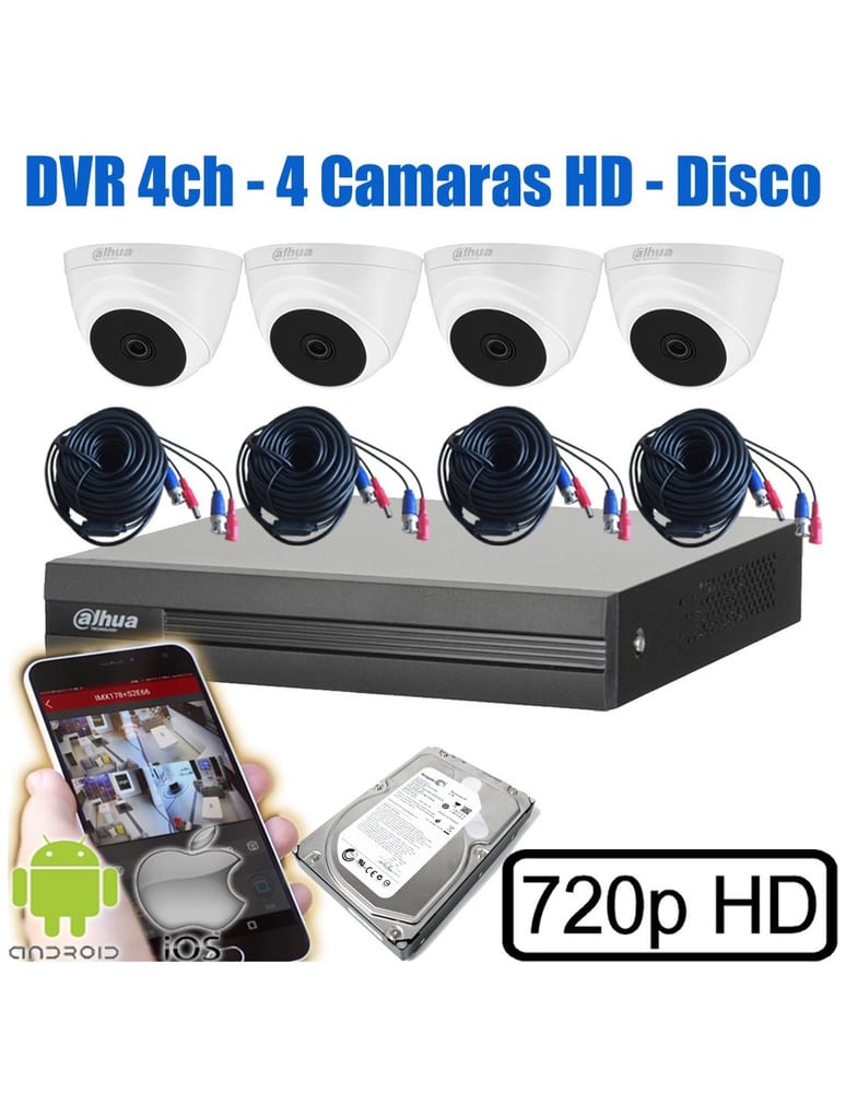 Kit De 4 Camaras De Seguridad 2mpx Int/ext Metal Infrarrojas Disco 1tb Wizsense Inteligente