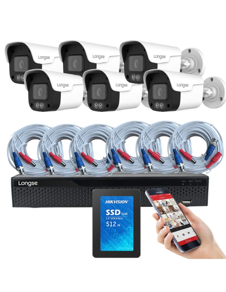 Kit De 6 Camaras 5mpx Exterior Full Color Audio Dvr 8 Ch Det Humana Disco 500gb Fuentes Cable