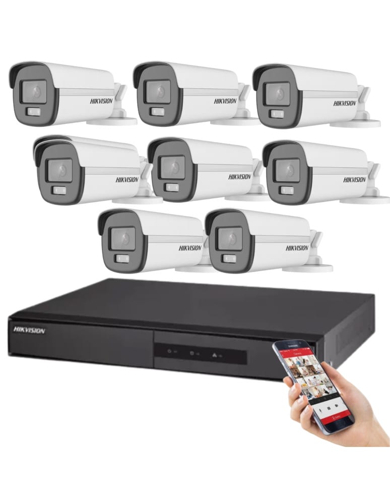 Kit De 8 Camaras Colorvu 2mpx Dvr 8 Ch Acusense Exterior