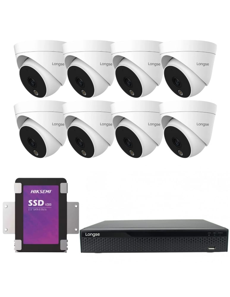 Kit Seguridad 8 Camaras Full Color Int Con Dvr 8ch Det Humana 5mpx Disco 1tb Cables Fuentes