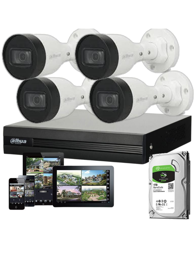 Kit De 4 Camaras De Seguridad 2mpx Ip Nvr 8 Poe Disco Dahua 1tb Skyhawk