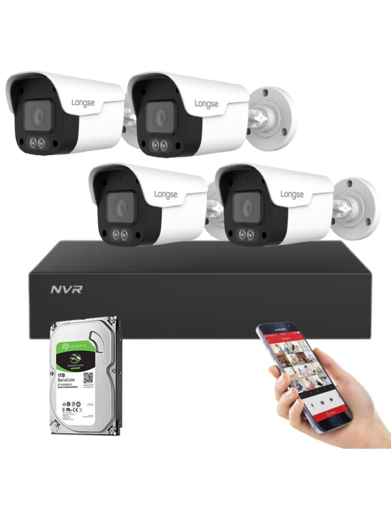 Kit De 4 Camaras De Seguridad 4mpx Ip Poe Exterior Audio Mic Inteligencias Deteccion Humana