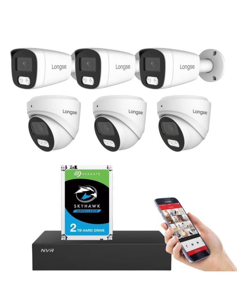 Kit De 6 Camaras De Seguridad 8mpx Ip Dual Light Audio Full Ai Int/ext Nvr 8ch Poe Disco 2tb