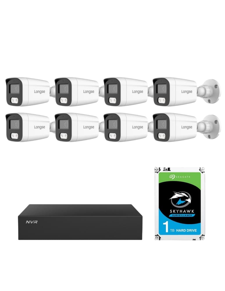 Kit De 8 Camaras De Seguridad 4mpx Ip Audio Int/ext Nvr 8ch Poe Disco 1tb