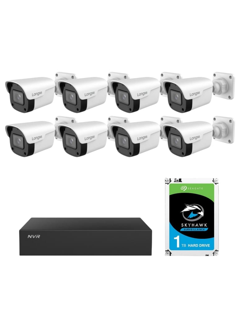 Kit De 8 Camaras De Seguridad 4mpx Ip Audio Int/ext Nvr 8ch Poe Disco 1tb