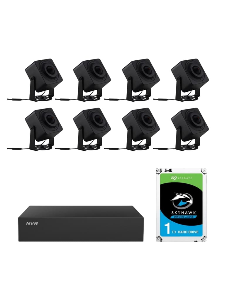 Kit De 8 Camaras De Seguridad 4mpx Ip Audio Pinhole Interior Nvr 8ch Poe Disco 1tb