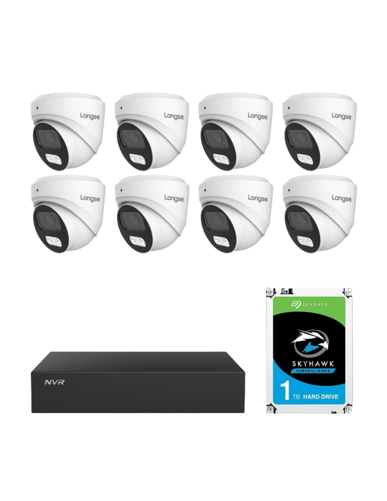 Kit De 8 Camaras De Seguridad 4mpx Ip Dual Light Full Color Int/ext Nvr 8ch Poe Disco 1tb