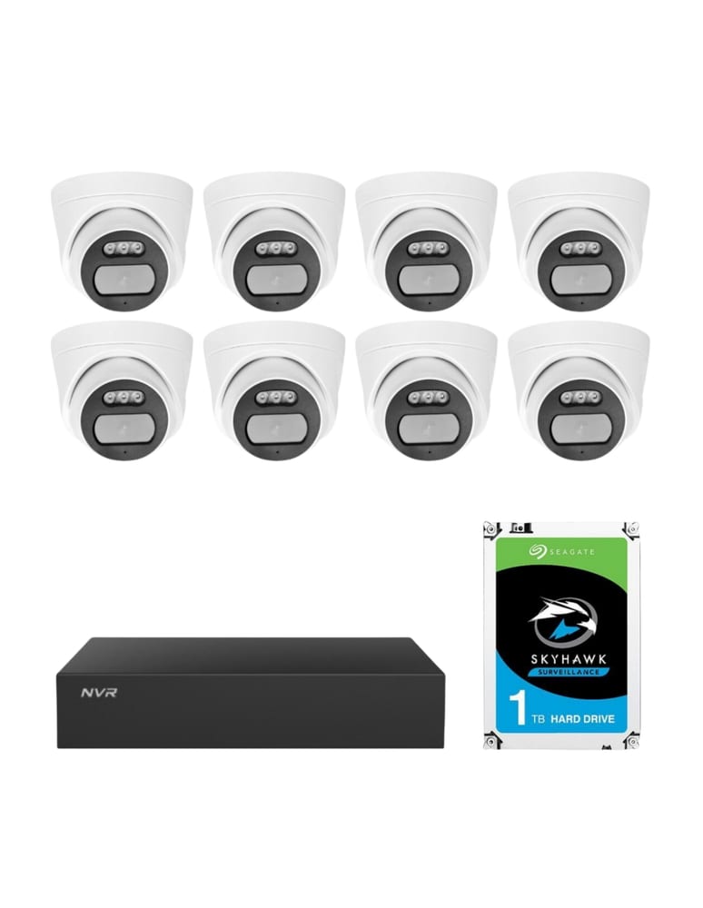 Kit De 8 Camaras De Seguridad 4mpx Ip Exterior Ip67 Nvr 8ch Poe Disco 1tb