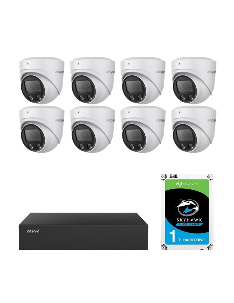 Kit De 8 Camaras De Seguridad 5mpx Ip Dual Light Audio Int/ext Nvr 8ch Poe Disco 1tb