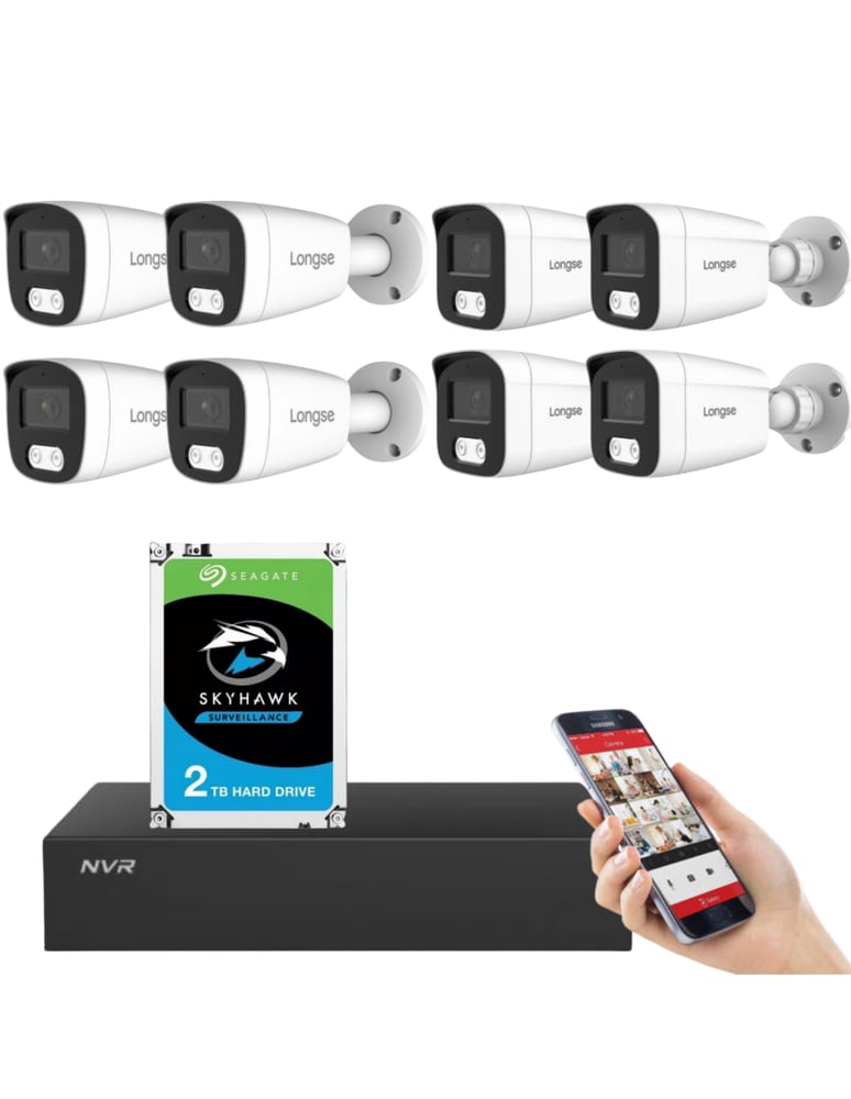 Kit De 8 Camaras De Seguridad Ip 4k/8mpx Nvr Ip Poe 8ch Int/ext Disco 2tb