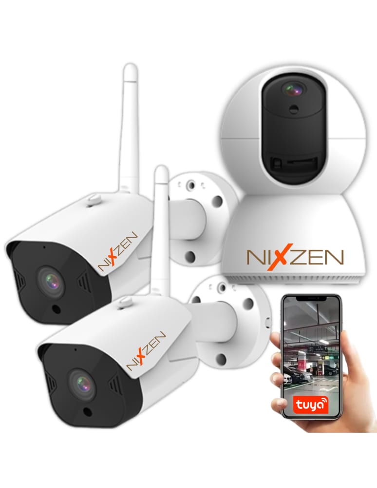 Kit De 1 Camara Con Movimiento 2mpx Wifi Interior Y 2 Exterior Wifi 2mpx Slot Memoria Audio