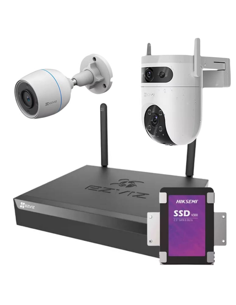 Kit De 1 Camara Wifi 2mpx Exterior Dual Light Detecccion Humana Vigilancia Activa 1 Domo Pt Dual Exterior Nvr 4ch Disco 480gb